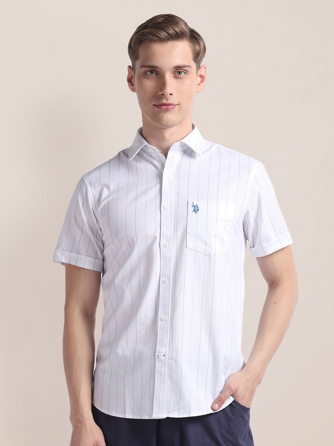 

U.S. Polo Assn. Vertical Stripe Cotton Shirt, White