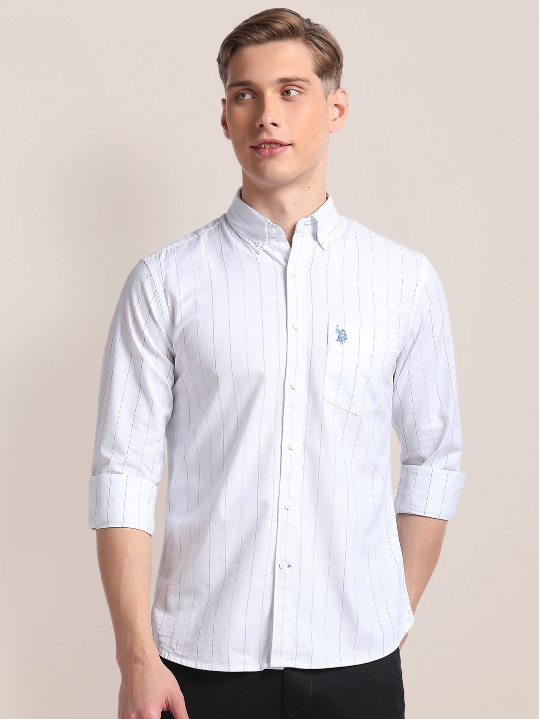 

U.S. Polo Assn. Cotton Stretch Vertical Stripe Shirt, White