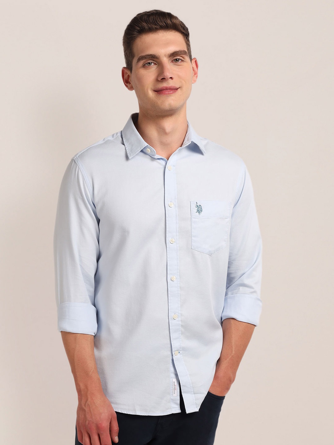 

U.S. Polo Assn. Spread Collar Dobby Casual Shirt, Blue