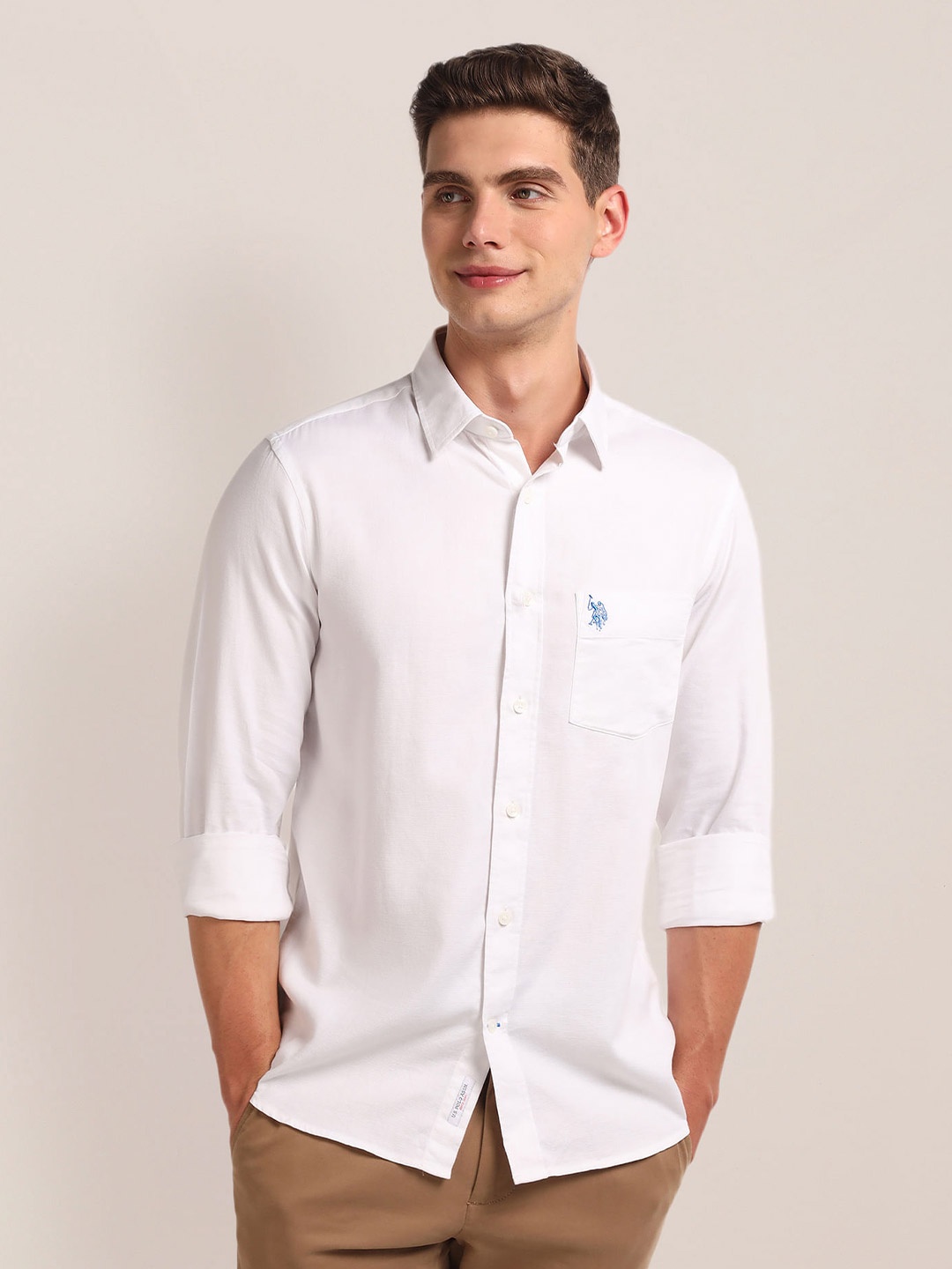 

U.S. Polo Assn. Spread Collar Casual Shirt, White