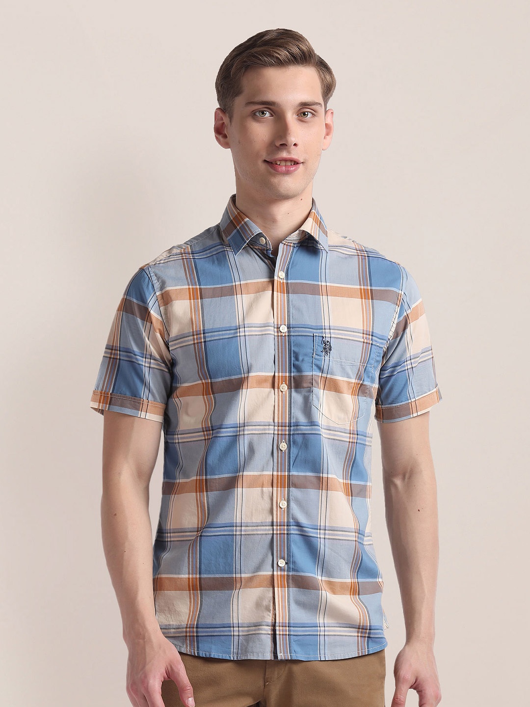 

U.S. Polo Assn. Tartan Checked Pure Cotton Plaid Casual Shirt, Blue