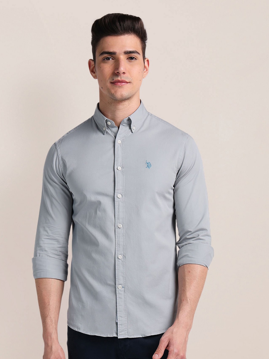 

U.S. Polo Assn. Cotton Regular Fit Opaque Casual Shirt, Grey