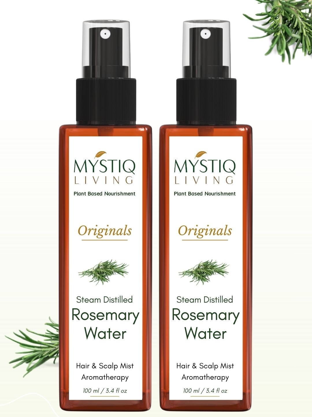 

MYSTIQ LIVING Set of 2 Rosemary Water Mist Spray for Hair Growth - 100ml Each, Na