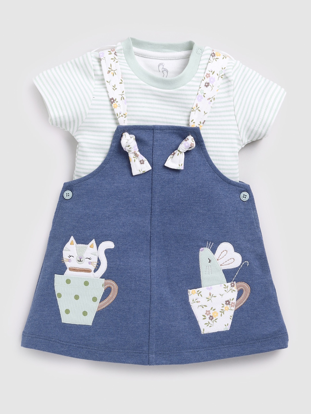 

BABY GO Infants Girls Round Neck Cotton Pinafore Dress, Green