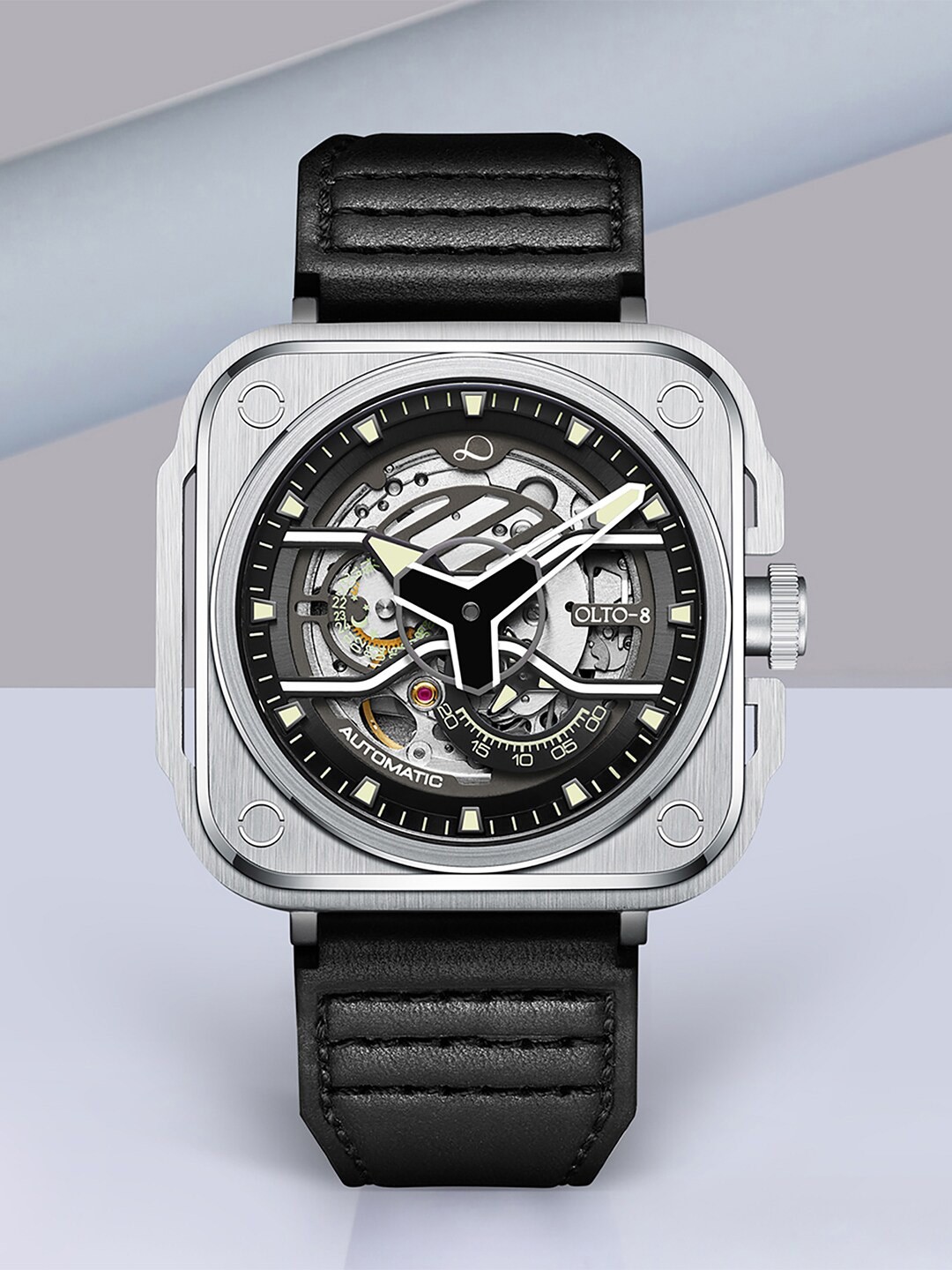 

Olto.8 Men IRON EX Skeleton Analogue Automatic Motion Powered Watch G2-S131-L3, Black