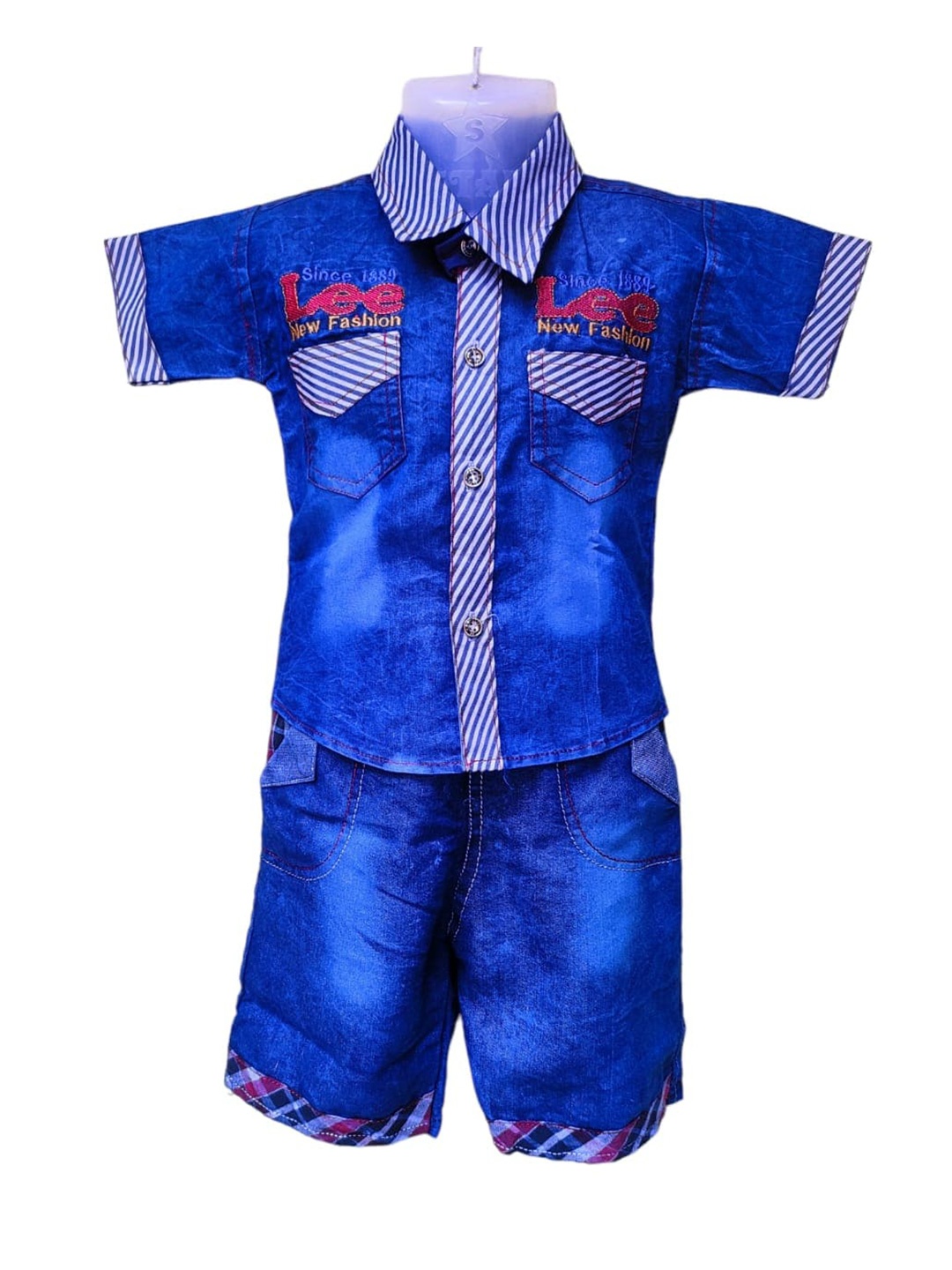 

BAESD Boys Printed Shirt with Shorts, Blue