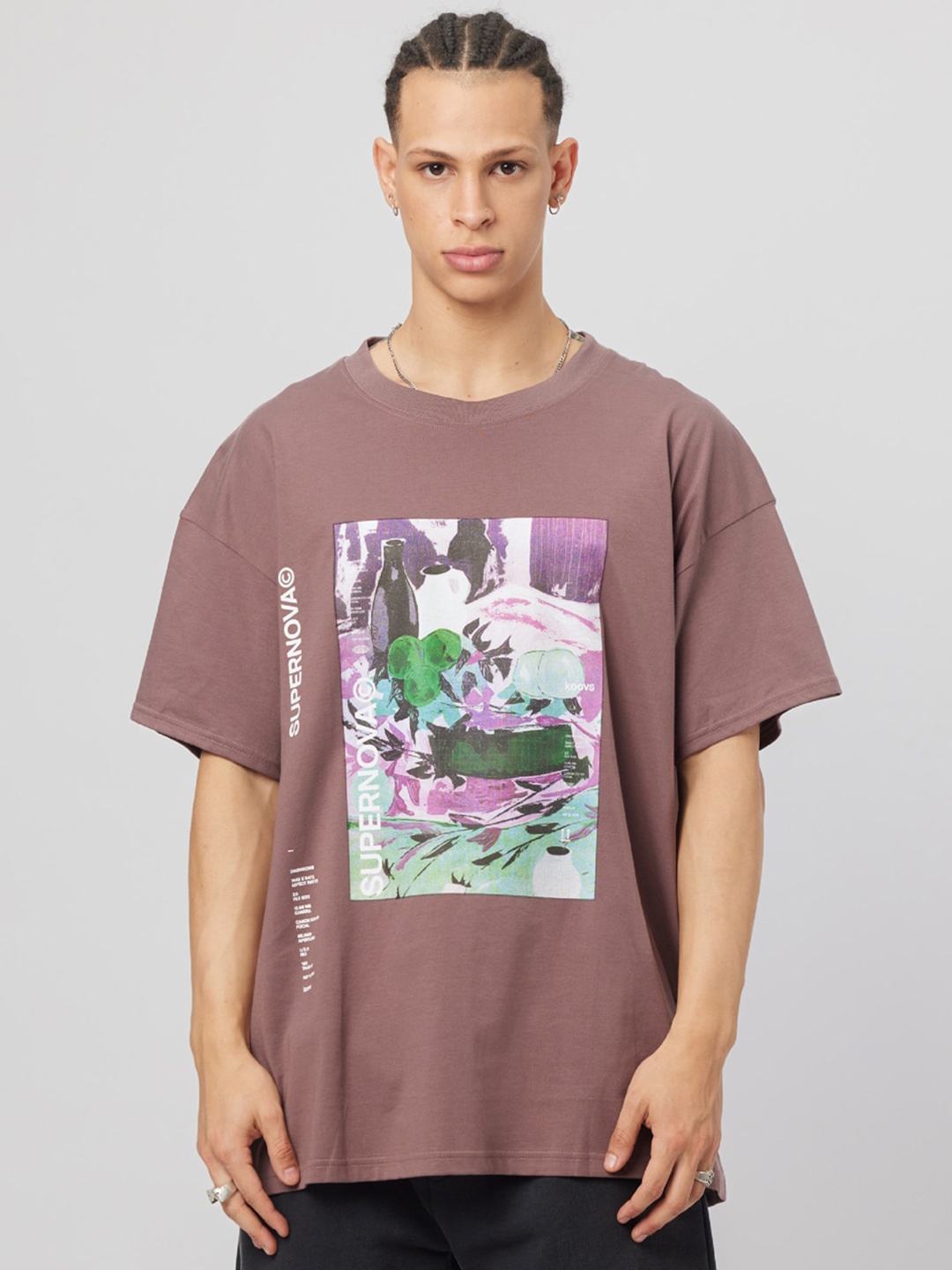 

Koovs Graphic Printed Pure Cotton Opaque Casual T-shirt, Maroon