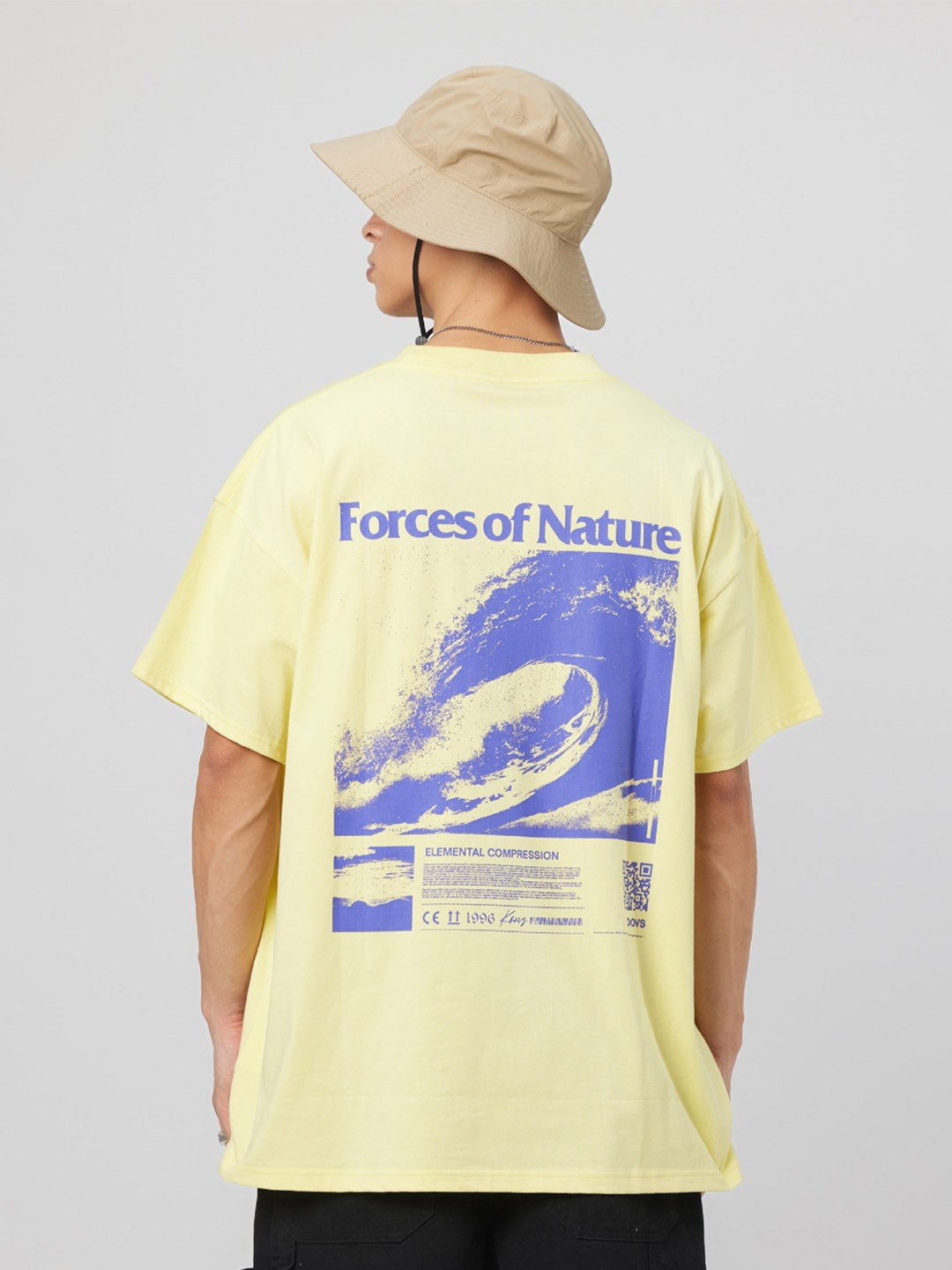 

Koovs Typography Printed Round Neck Pure Cotton Relaxed Fit T-shirt, Yellow