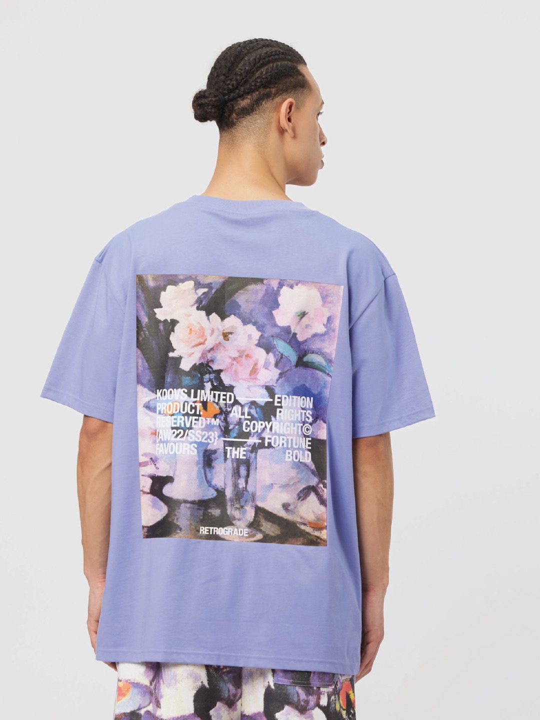 

Koovs Floral Printed Pure Cotton T-shirt, Violet