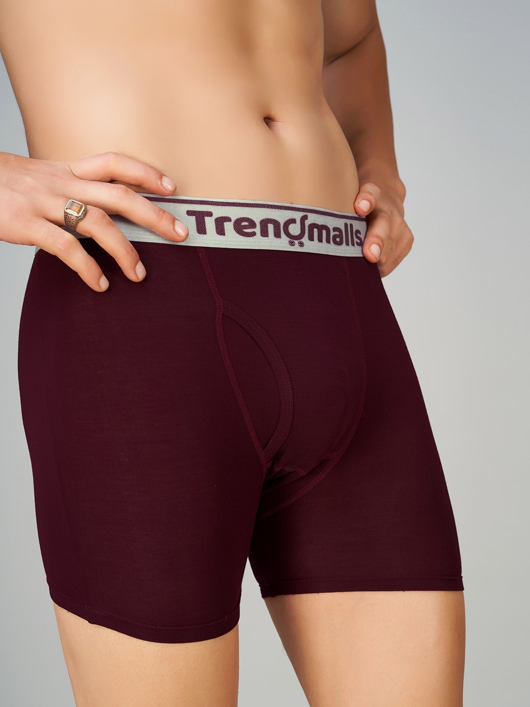 

TRENDMALLS Brand Logo Printed Mid Rise Trunk TM-MU03, Burgundy