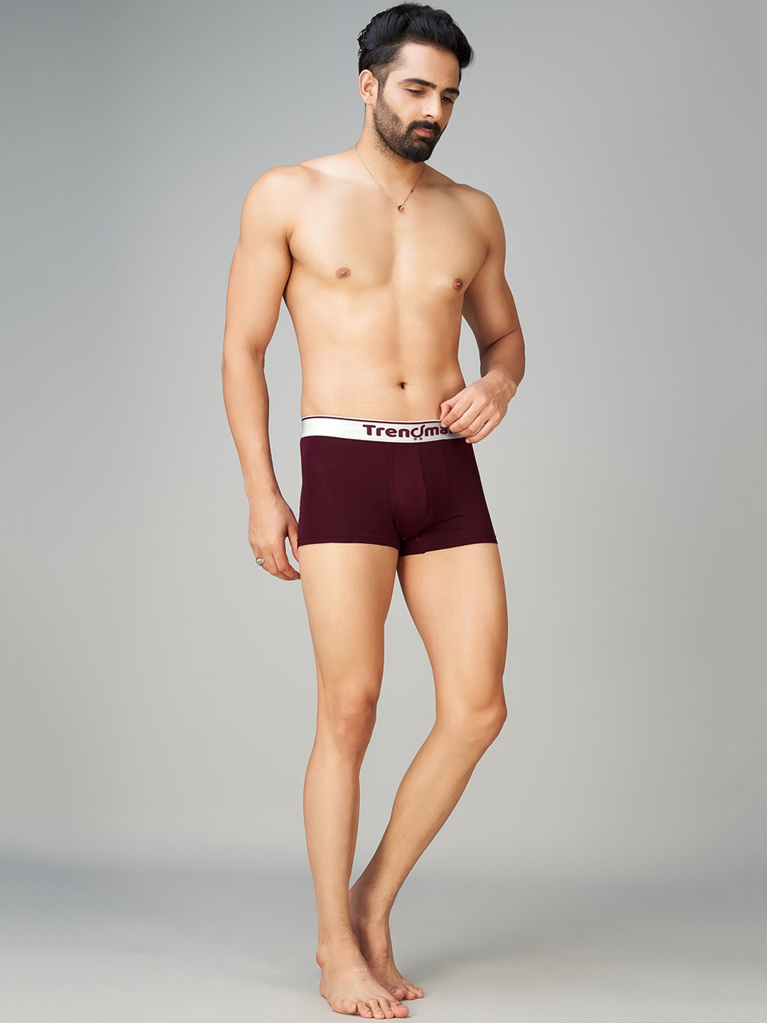 

Trendmalls Men Lightweight Mid Rise Trunk TM-MU02-Wine-S, Maroon