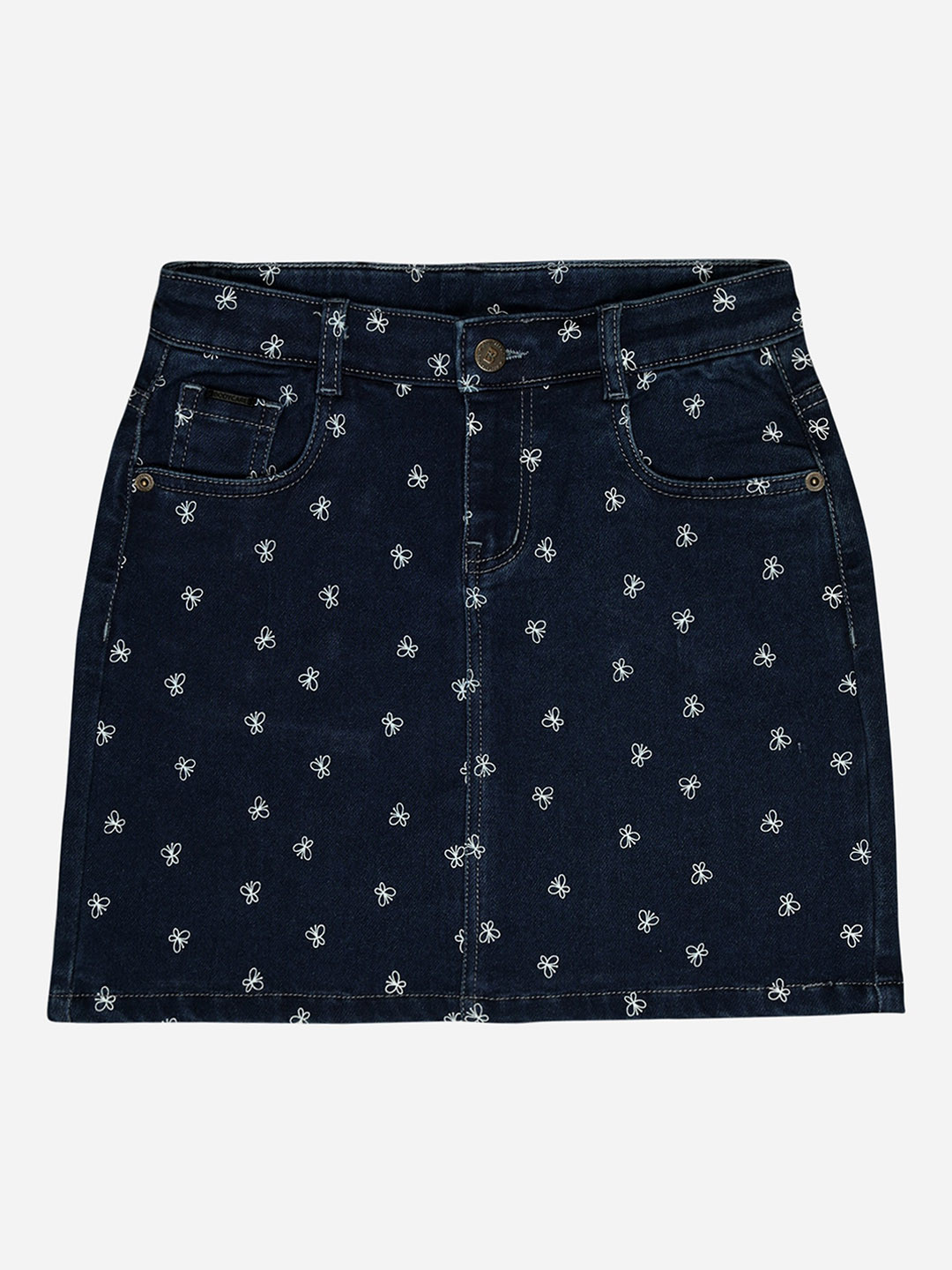 

Bodycare Kids Girls Floral Printed A-Line Opaque Mini Skirt, Navy blue