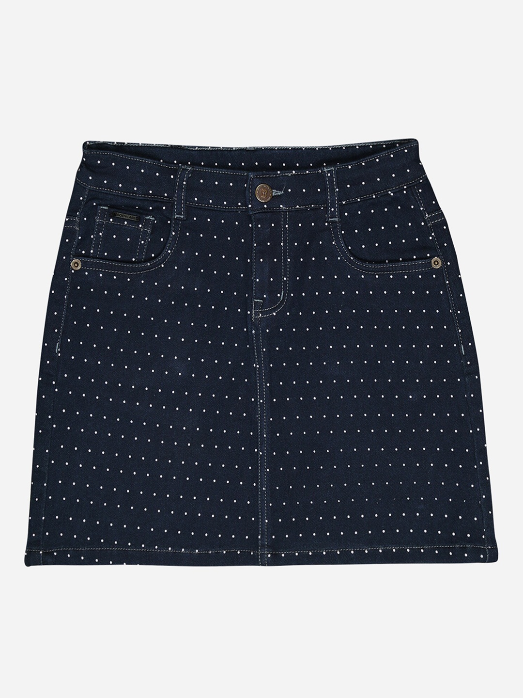 

Bodycare Kids Girls Geometric Printed A-Line Opaque Mini Skirt, Navy blue