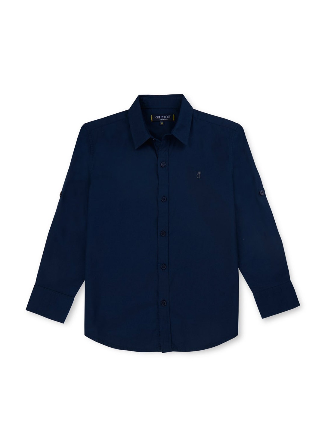 

Gini and Jony Boys Spread Collar Cotton Opaque Casual Shirt, Navy blue