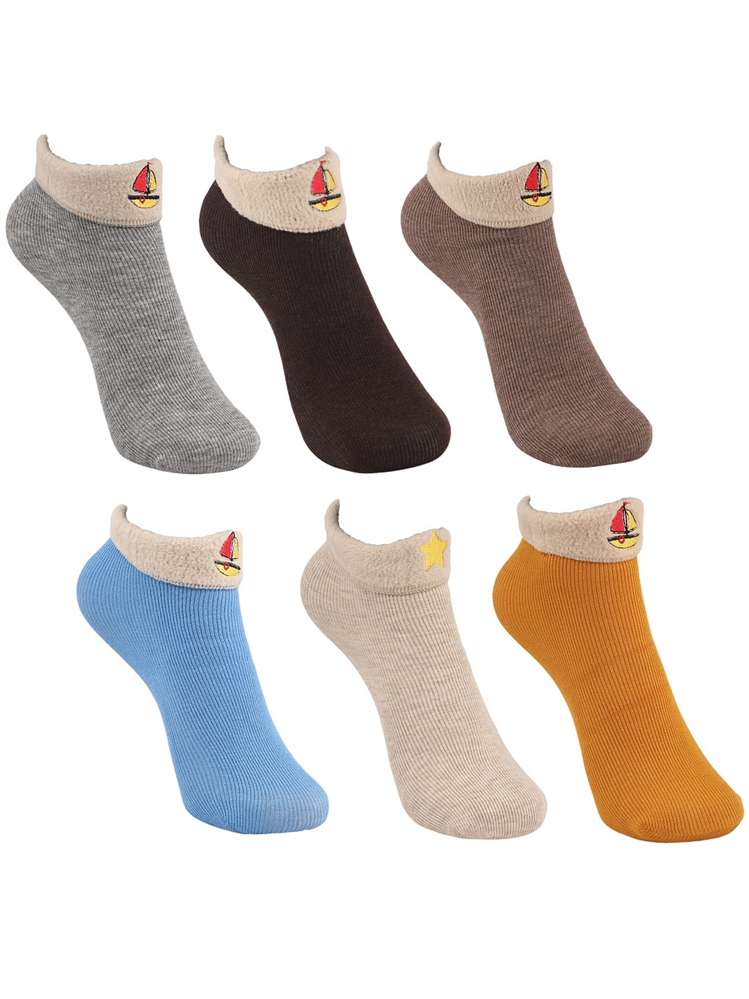 

BAESD Infants Pack Of 6 Striped Breathable Ankle-Length Socks, Grey
