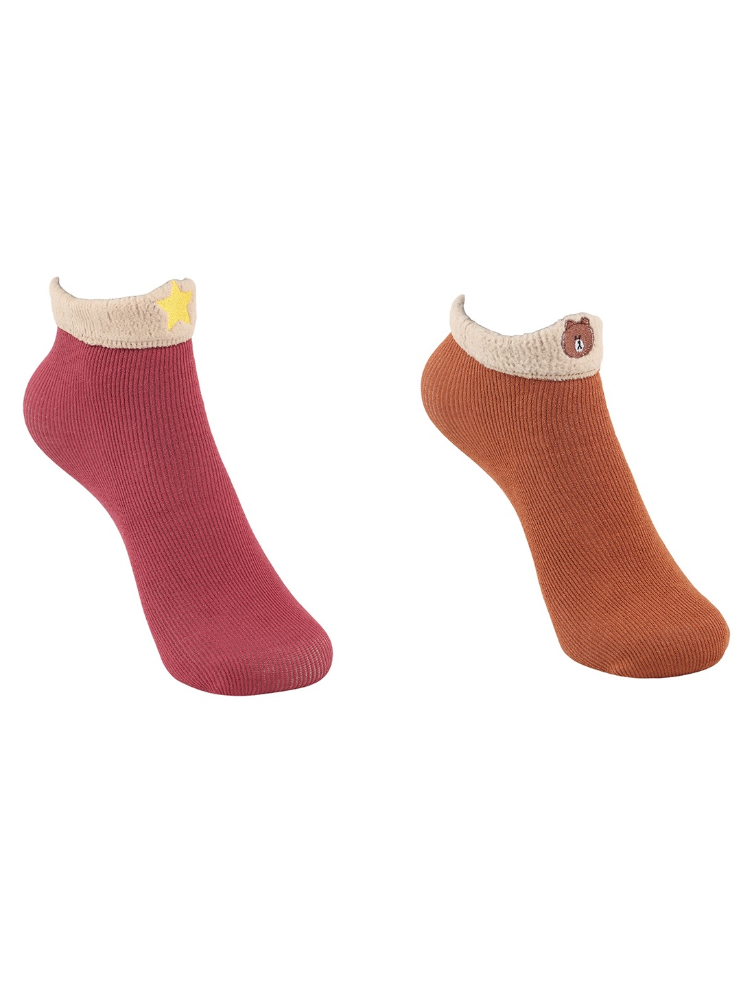 

BAESD Kids Pack Of 2 Patterned Ankle-Length Socks, Rose