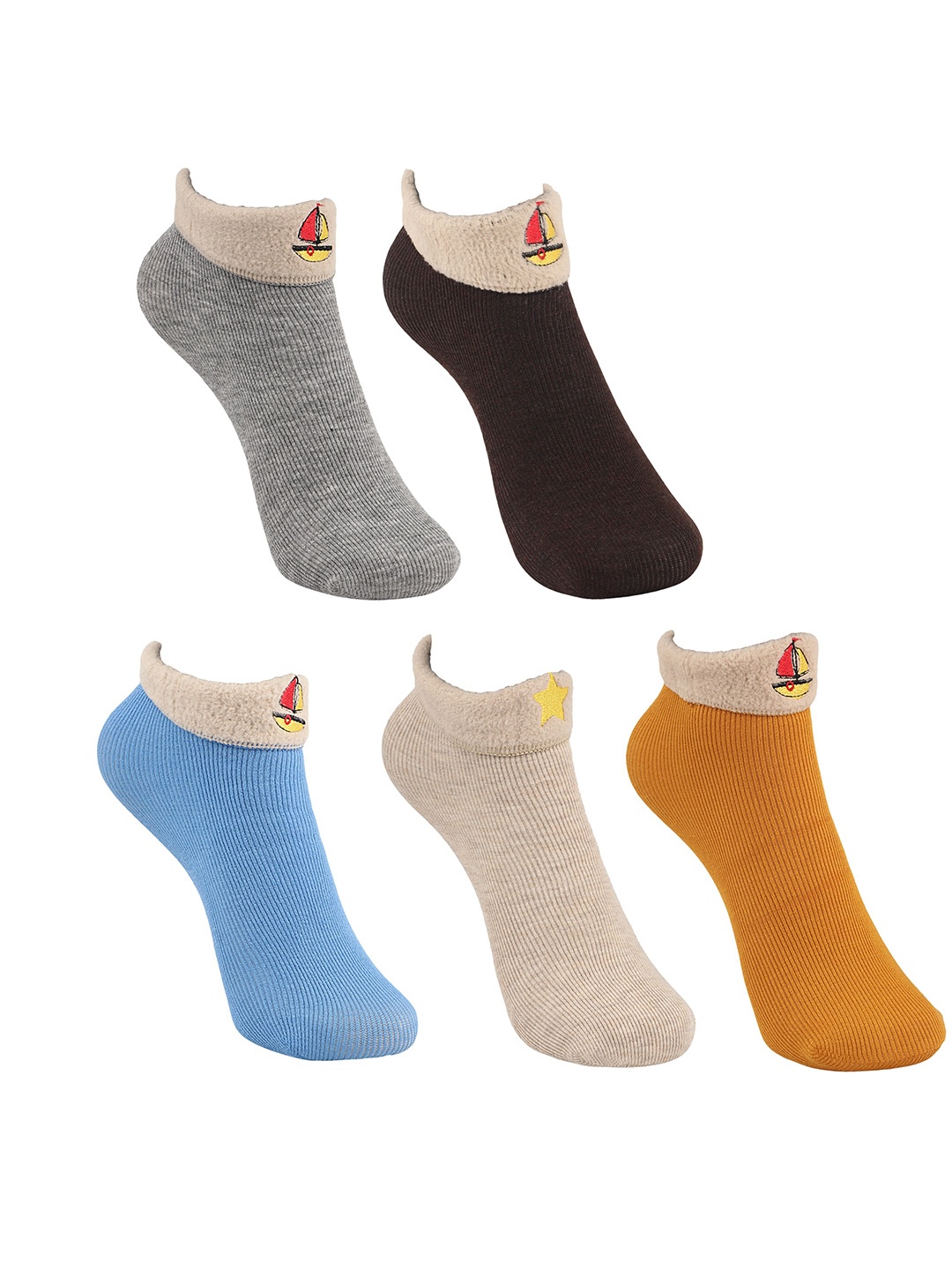 

BAESD Kids Pack Of 5 Ankle-Length Socks, Grey