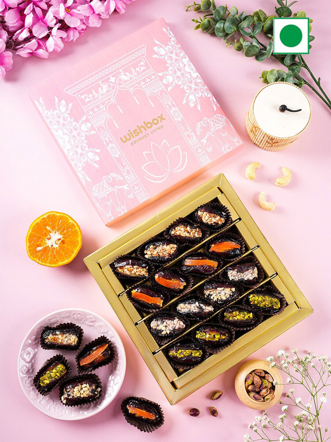 

Wishbox Stuffed Date with Dried Fruits Box- 500 gms, Brown