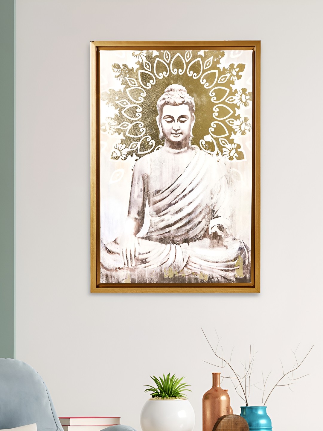 

Home Centre Off-White & Brown Canvas Meditating Buddha Picture Framed Wall Art