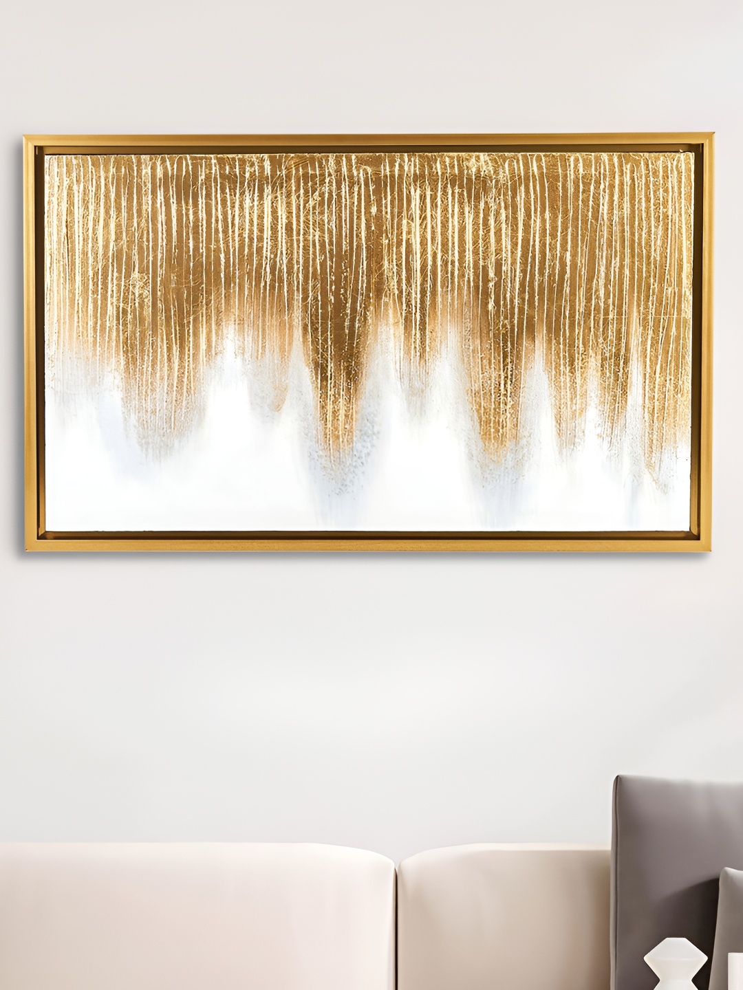 

Home Centre Gold Toned Painted Wall Art With Frame