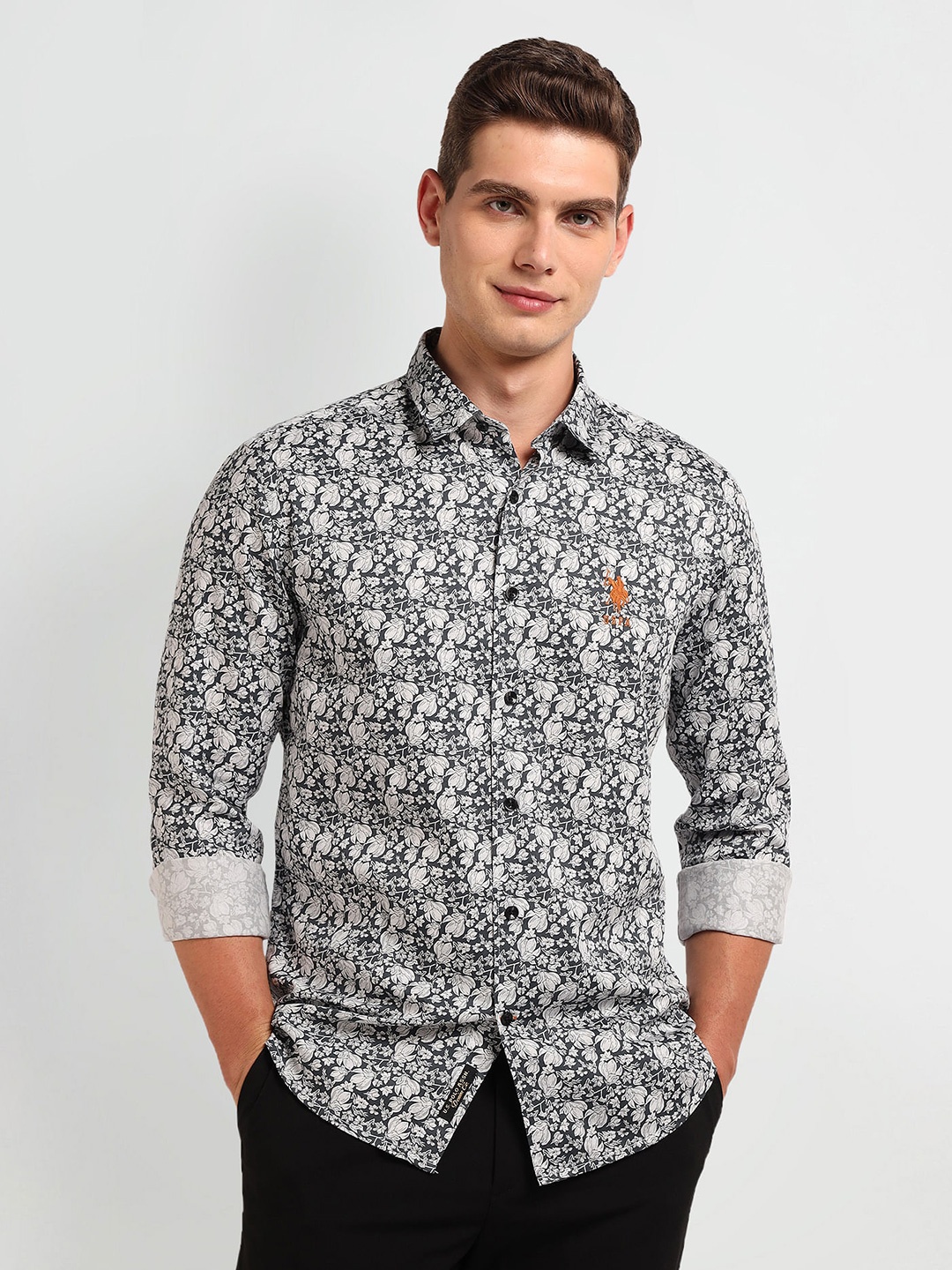 

U.S. Polo Assn. Denim Co. Slim Fit Floral Printed Casual Shirt, Navy blue