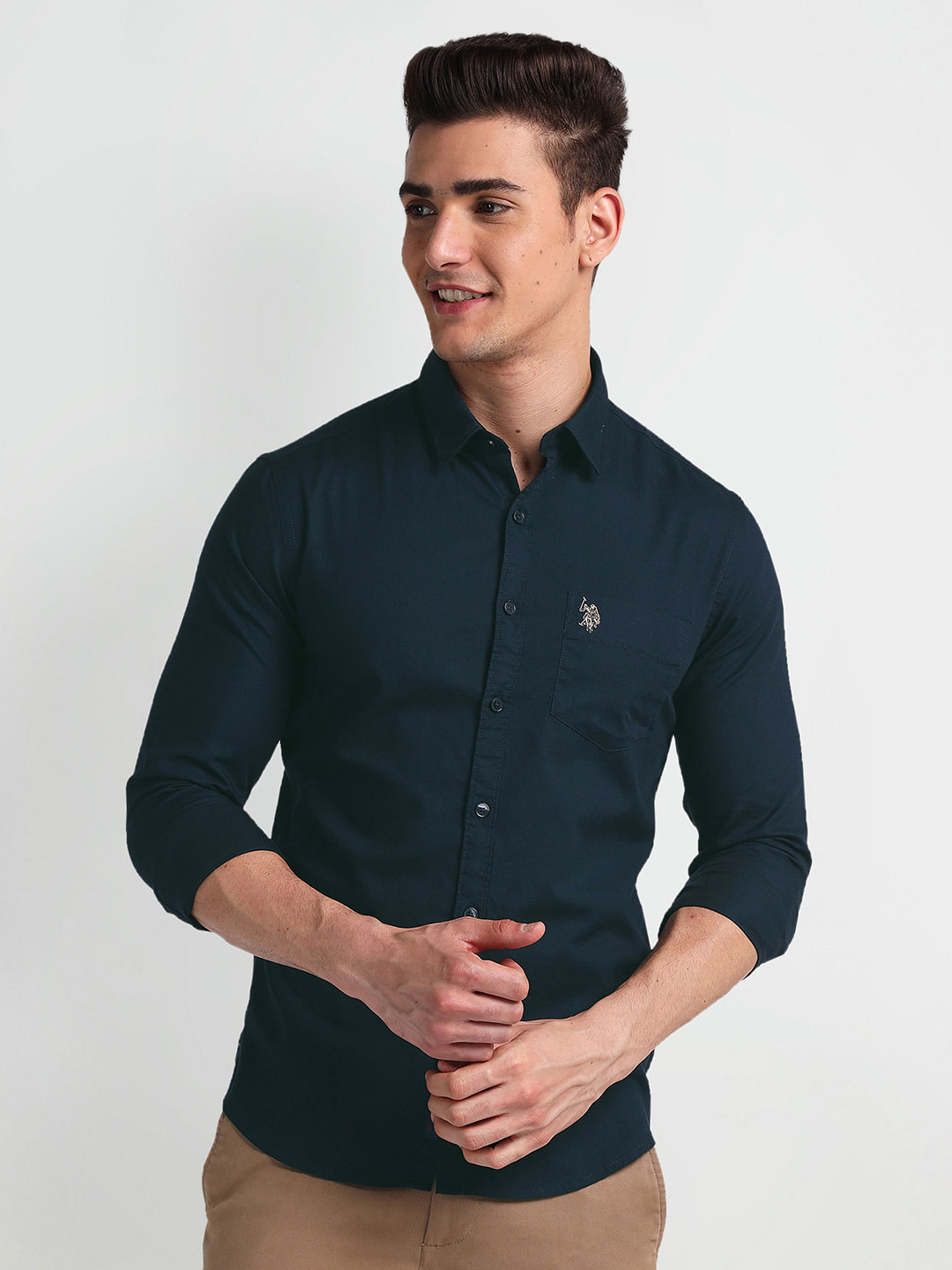 

U.S. Polo Assn. Denim Co. Slim Fit Opaque Twill Casual Shirt, Blue