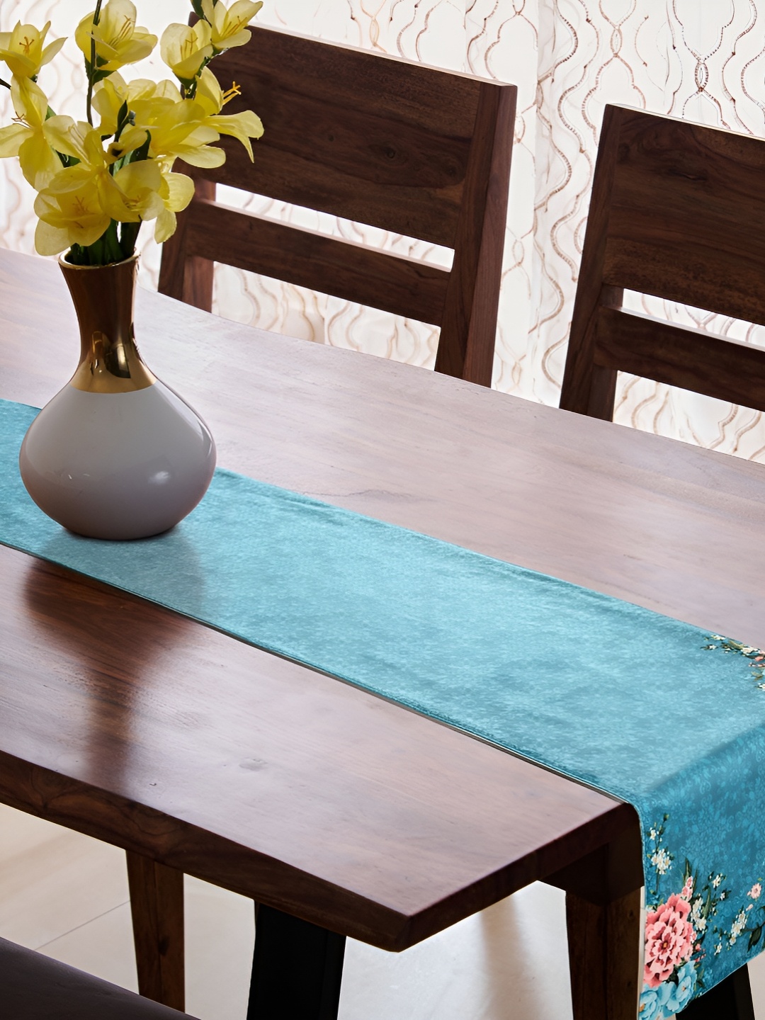 

Home Centre Teal Blue Corsica Mayur Printed Reversible Table Runner