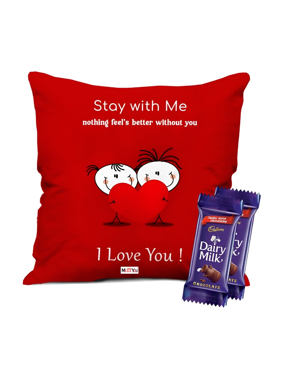 

ME & YOU Printed Cushion With chocolate Valentine Gift Set, Red