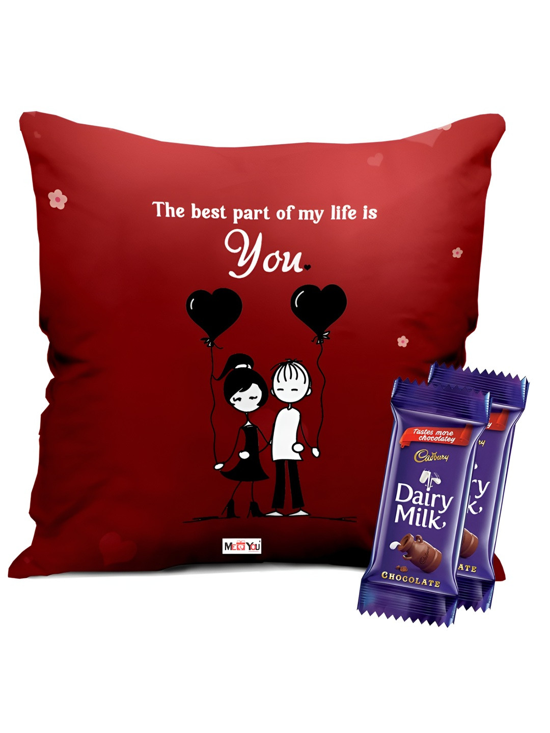 

ME & YOU Printed Cushion with Chocolate Assorted Gifts, Maroon
