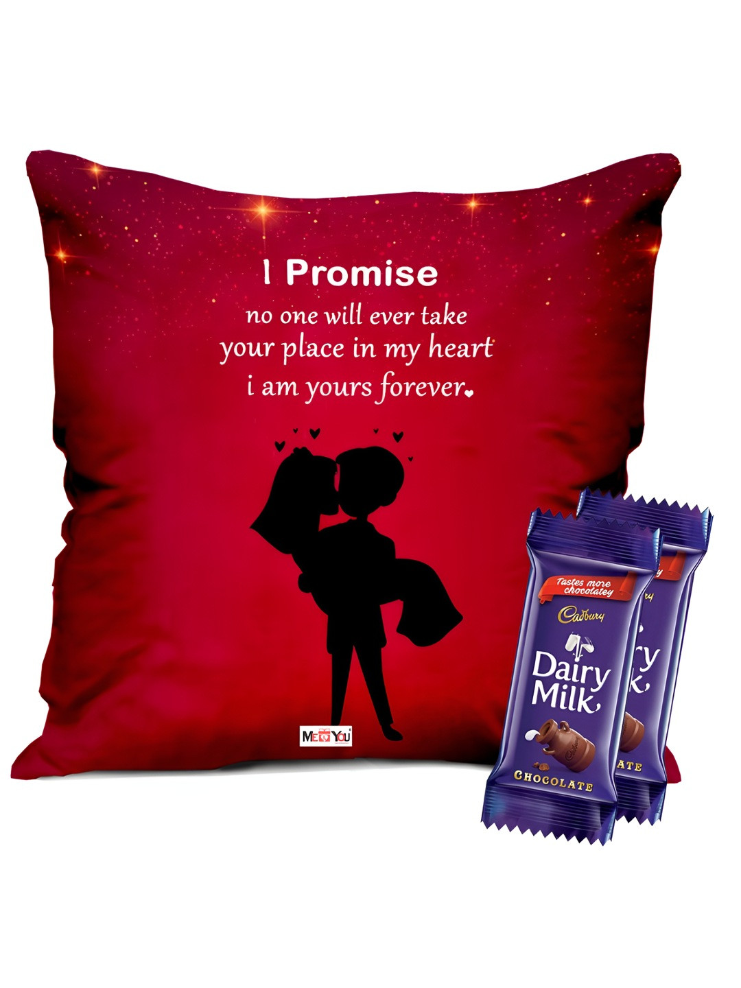 

ME & YOU Printed Cushion With chocolate Valentine Gift Set, Red