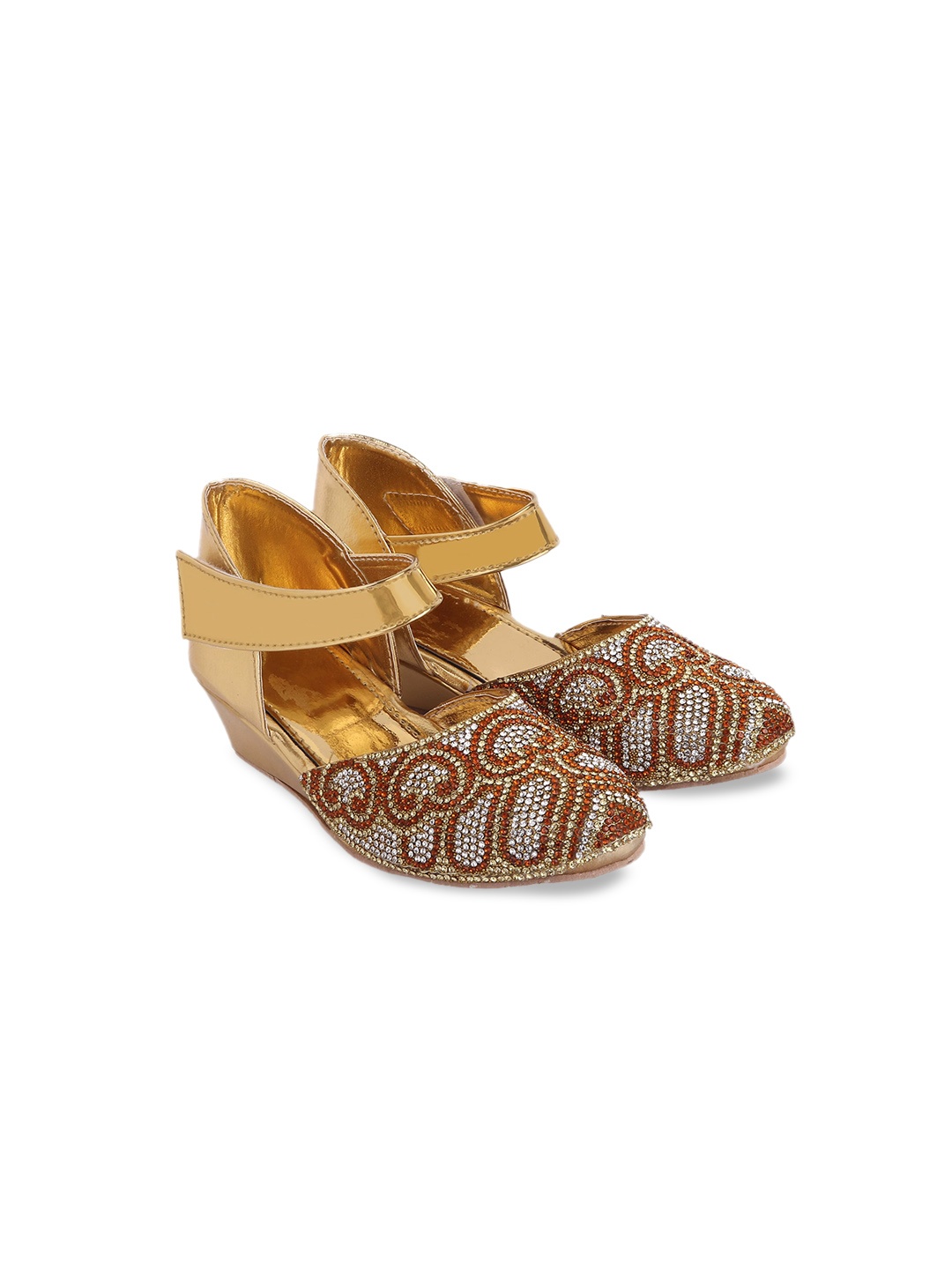

BAESD Girls Embellished Open Toe Wedge Heels, Gold