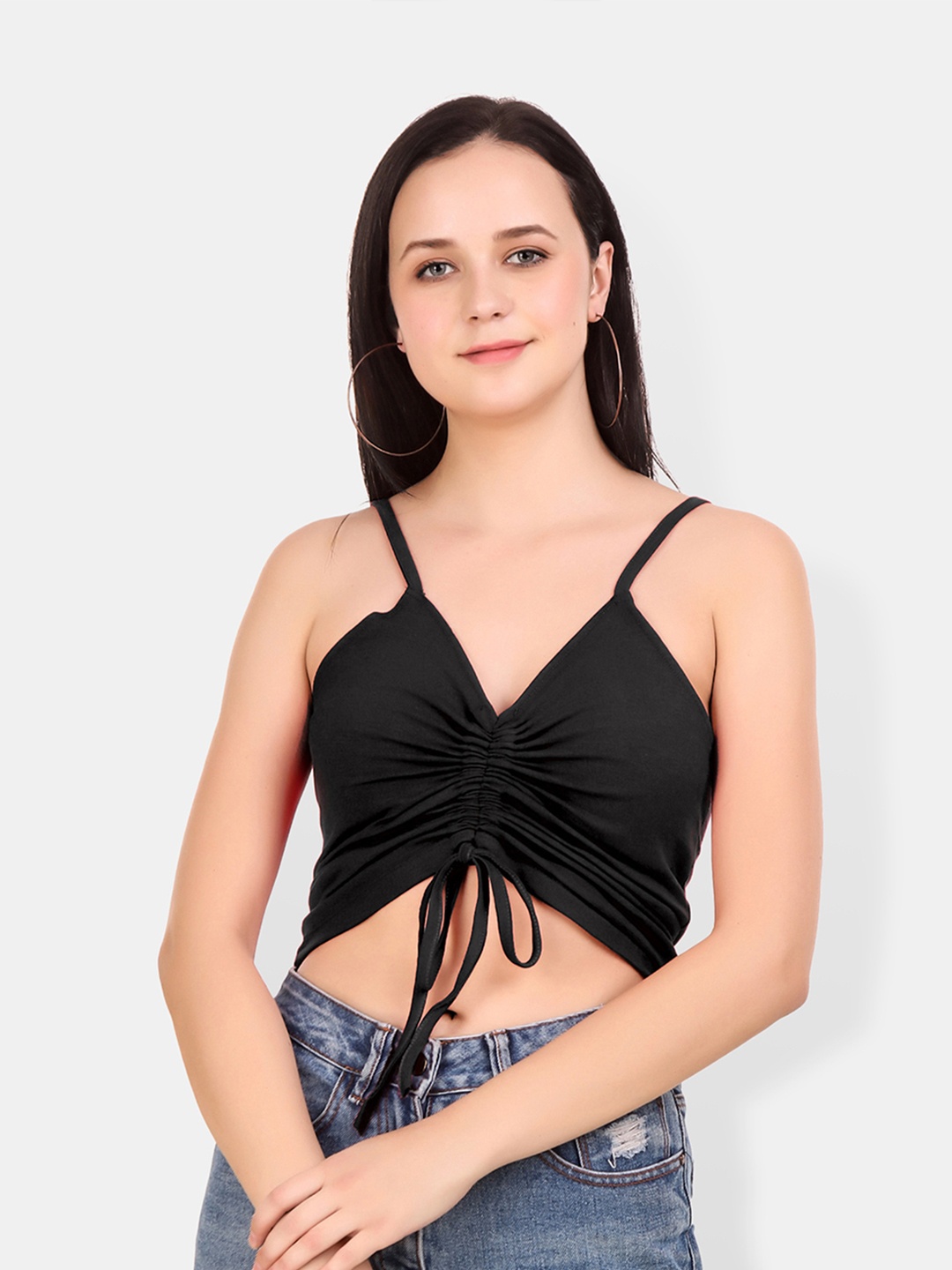 

Be You Cotton Bralette Crop Top, Black