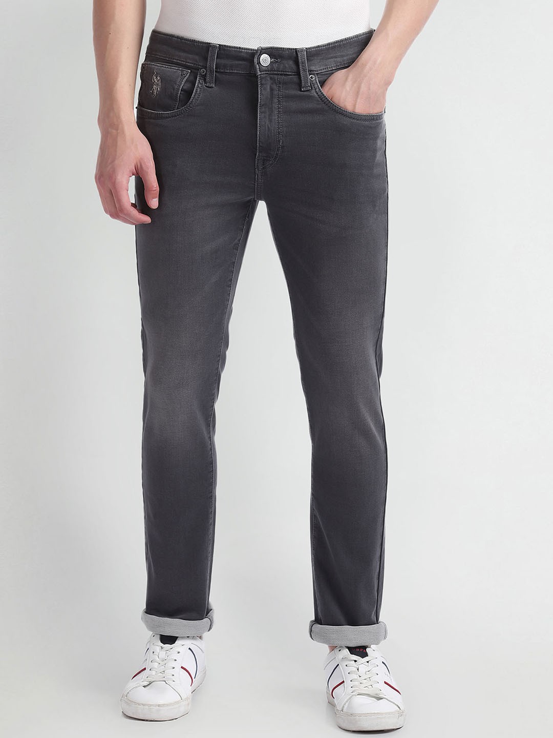 

U.S. Polo Assn. Denim Co. Men Skinny Fit Light Fade Stretchable Jeans, Grey