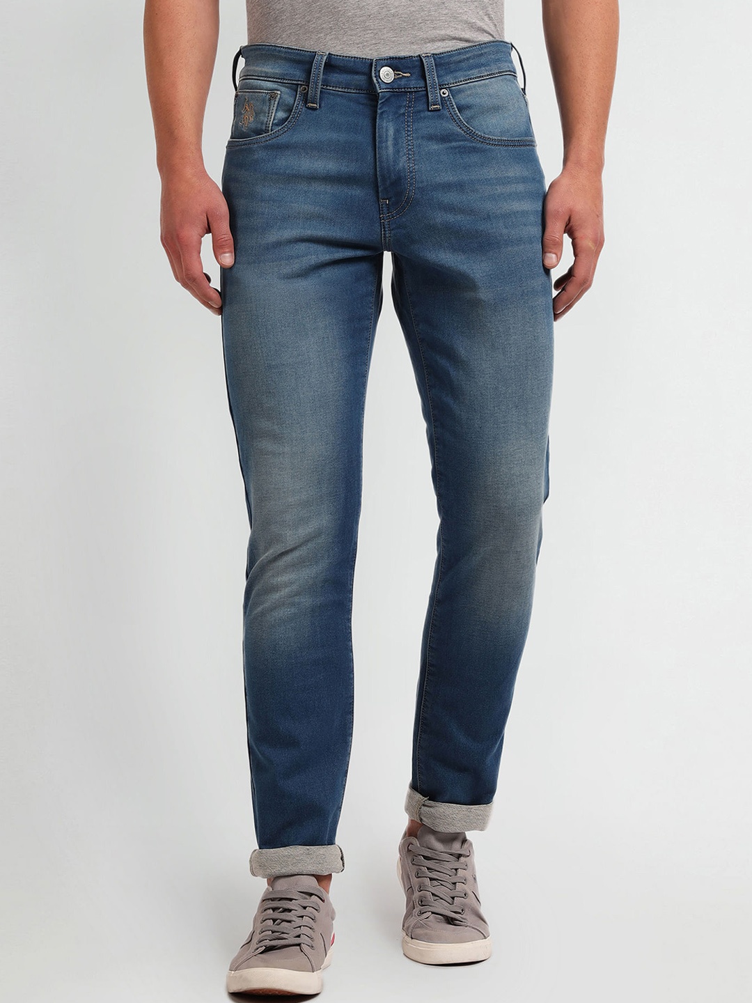 

U.S. Polo Assn. Denim Co. Men Straight Fit Heavy Fade Stretchable Jeans, Blue