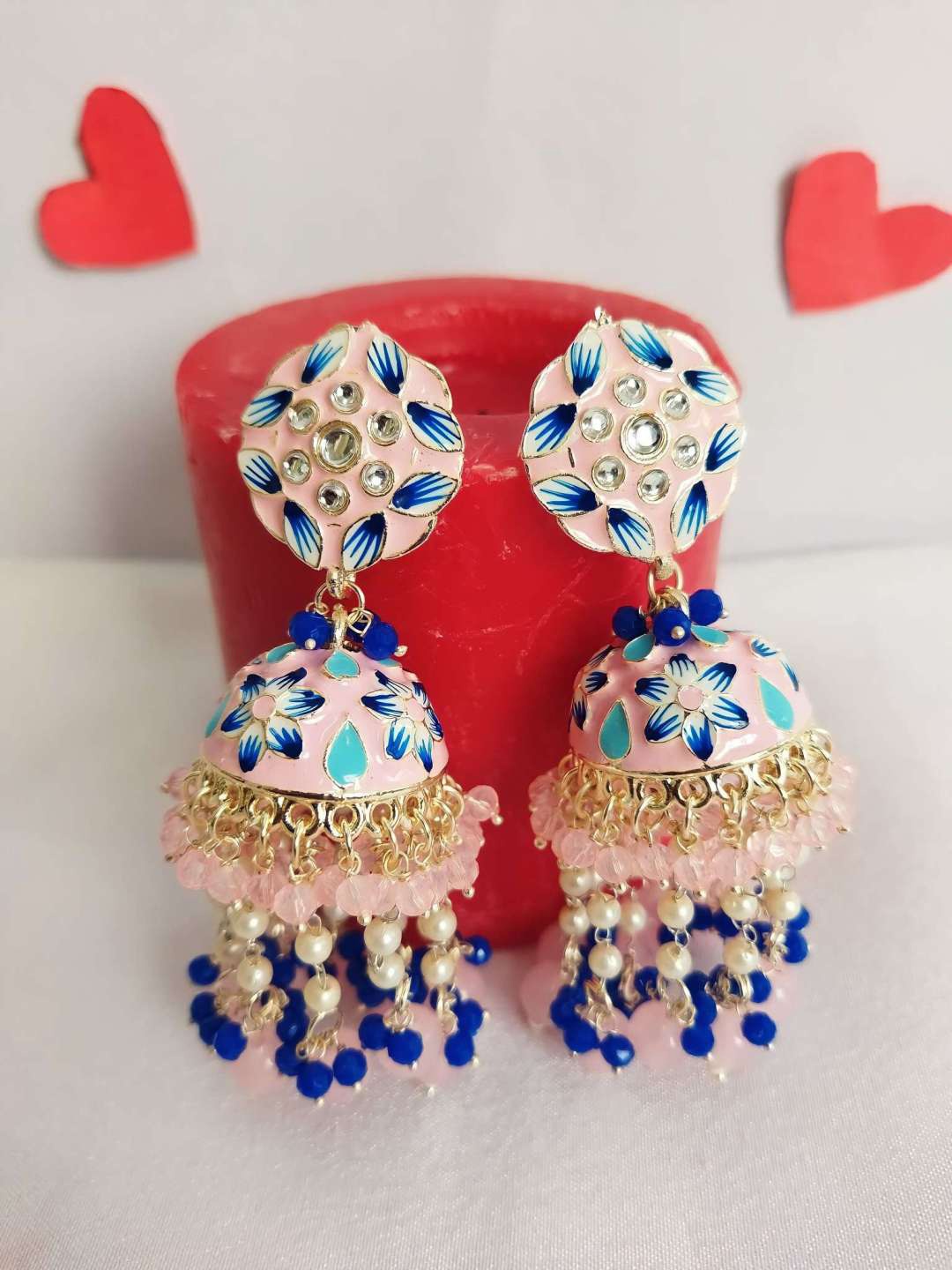 

Crunchy Fashion Gold-Plated Meenakari Classic Jhumkas