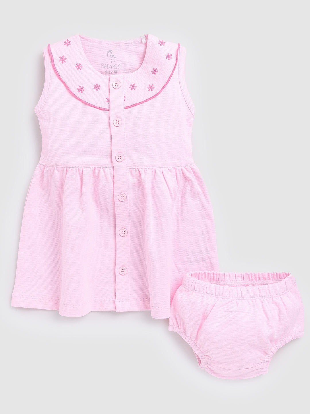 

BABY GO Cotton Flared Fit & Flare Dress, Pink