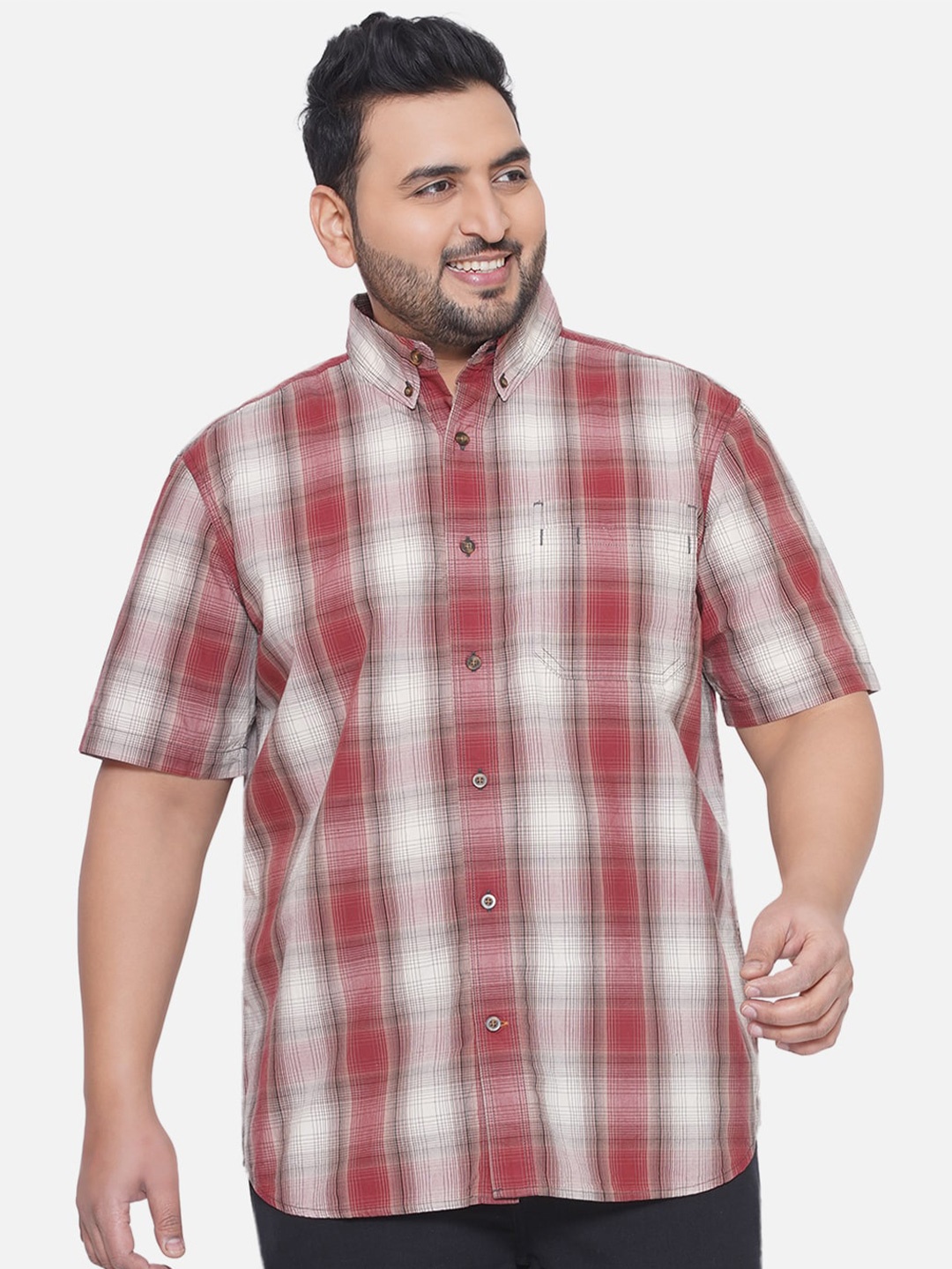 

Santonio Men Tartan Checks Cotton Classic Regular Fit Opaque Casual Shirt, Maroon