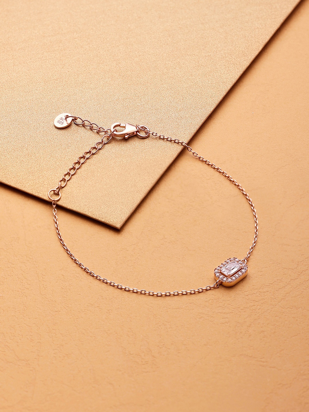 

March by FableStreet 18K Rose Gold Plated Cubic Zirconia Link Bracelet