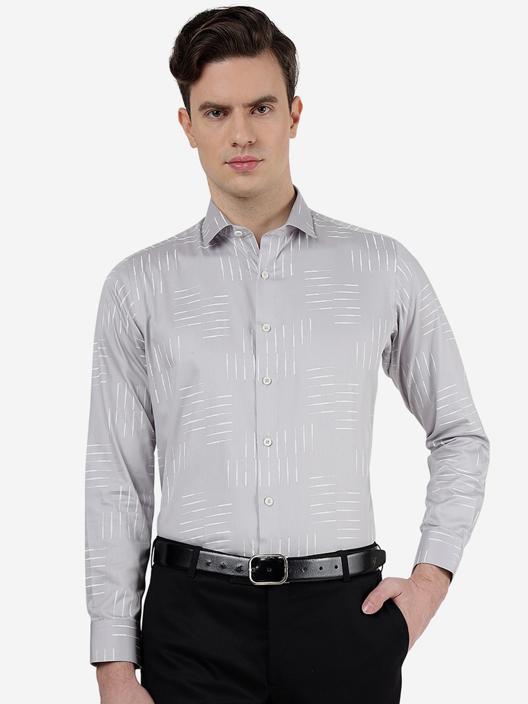 

Greenfibre Slim Fit Abstract Printed Cotton Casual Shirt, Grey