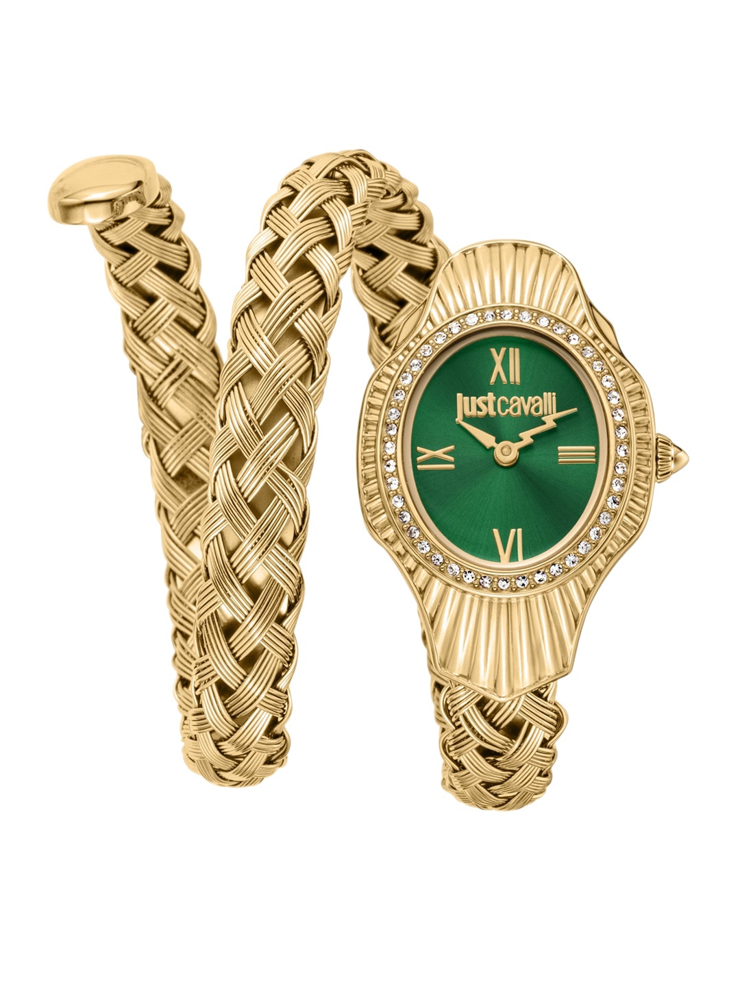 

Just Cavalli Women Embellished Bracelet Style Straps Analogue Automatic Watch JC1L305M0035, Gold