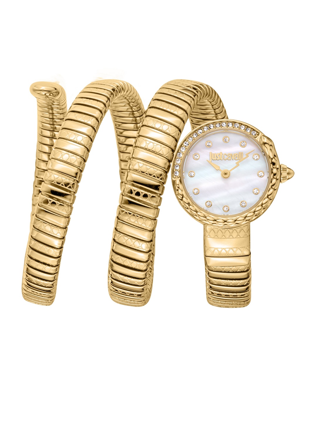

Just Cavalli Women Embellished Wrap Around Straps Analogue Automatic Watch JC1L302M0025, Gold