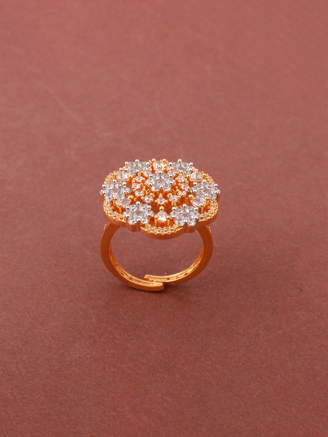 

Mirana Gold Plated Cubic Zirconia Studded Finger Ring