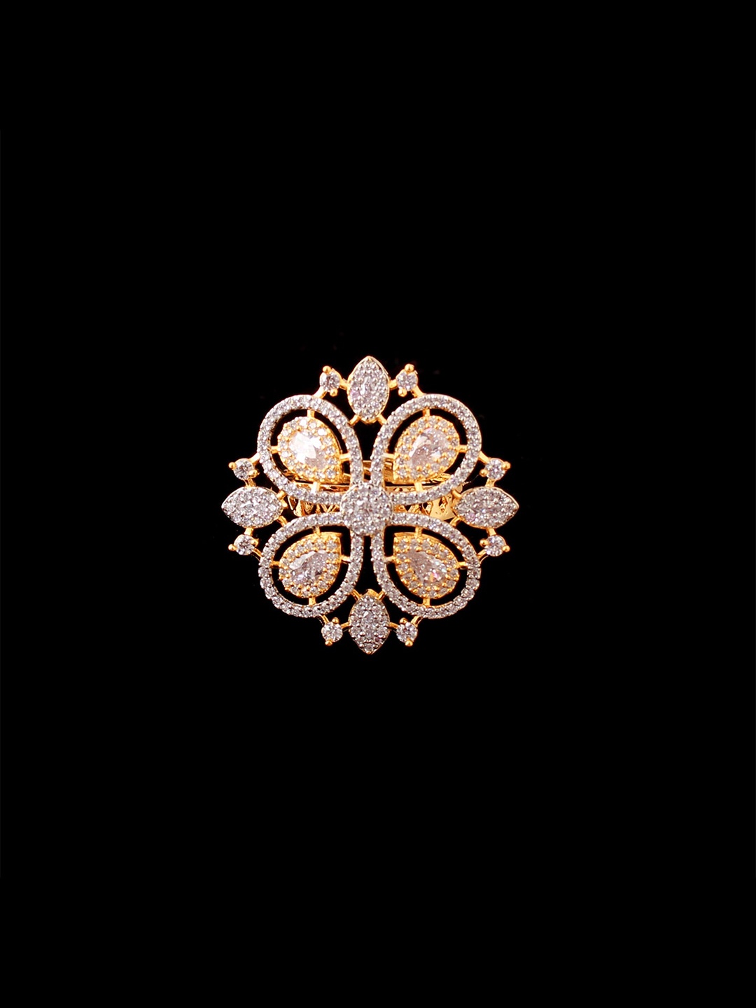 

Mirana Gold Plated Cubic Zirconia Studded Finger Ring