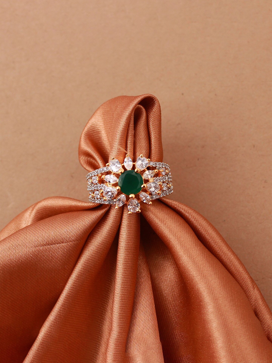 

Mirana Gold-Plated CZ-Studded Finger Ring