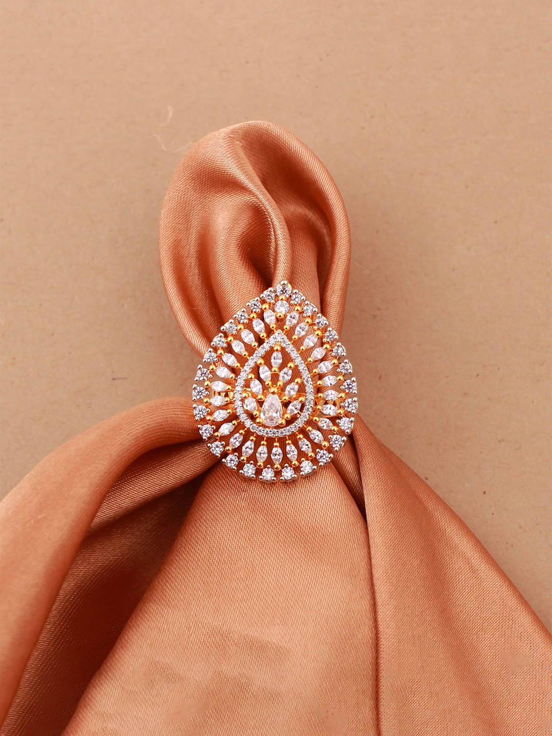 

Mirana Gold Plated Cubic Zirconia Studded Finger Ring