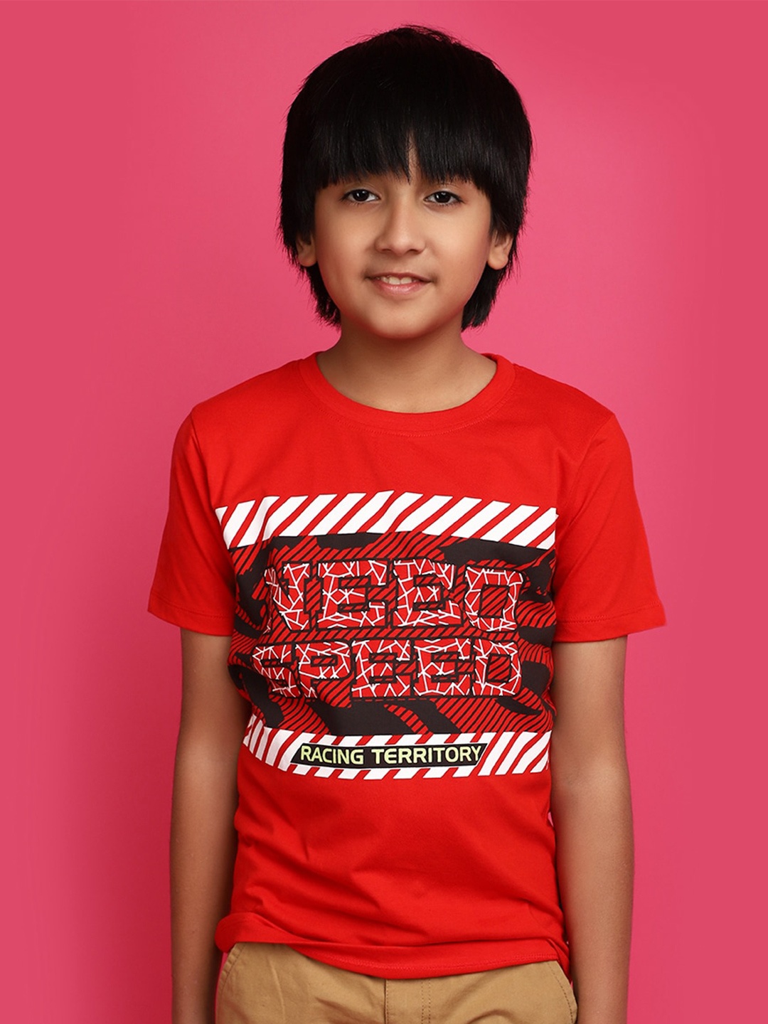 

V-Mart Boys Typography Printed Cotton T-Shirt, Red