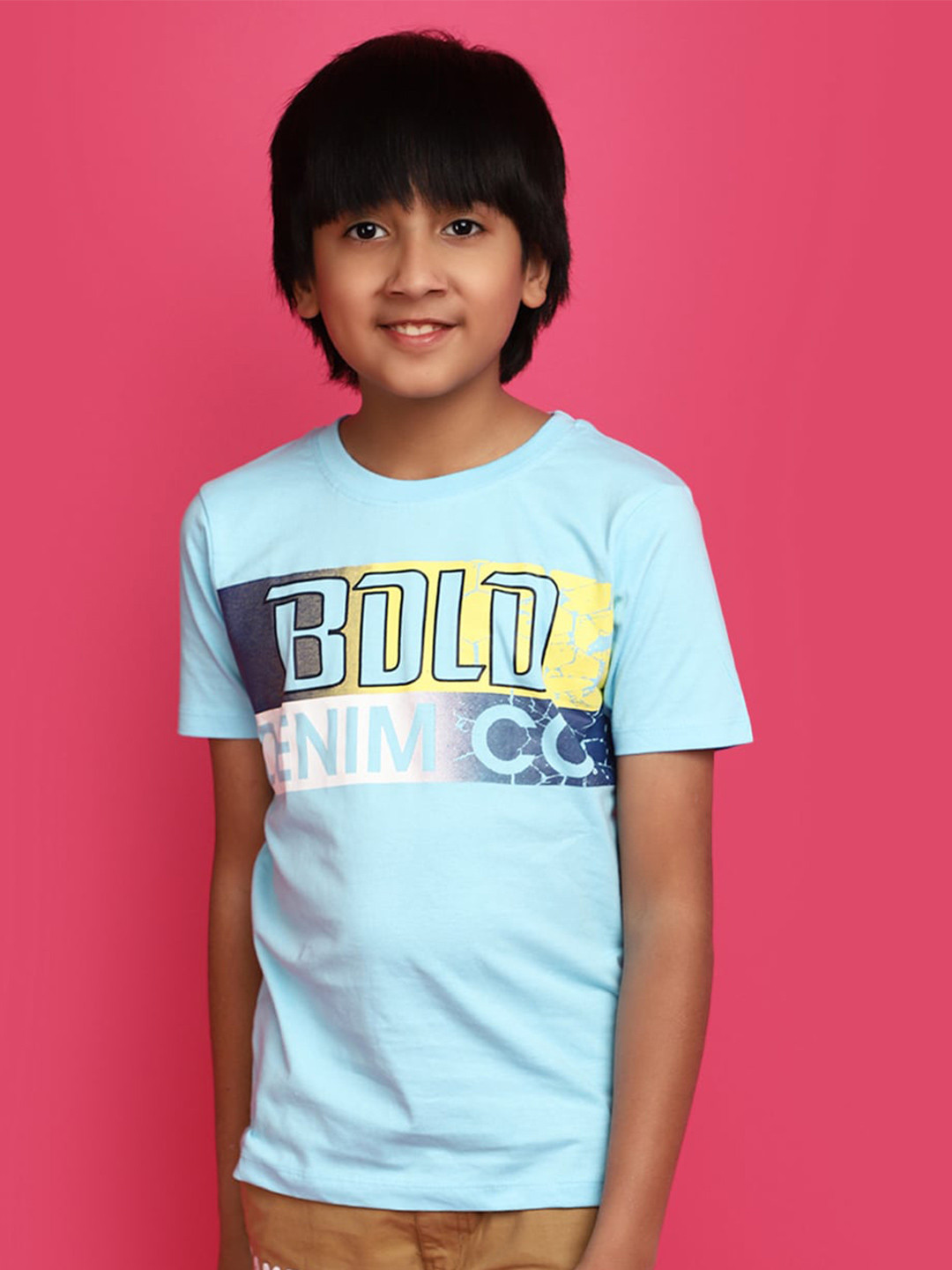 

V-Mart Boys Typography Printed Round Neck Cotton T-shirt, Blue