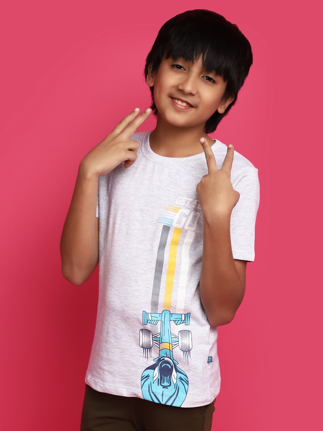 

V-Mart Boys Printed Round Neck Short Sleeves Regular T-shirt, Grey