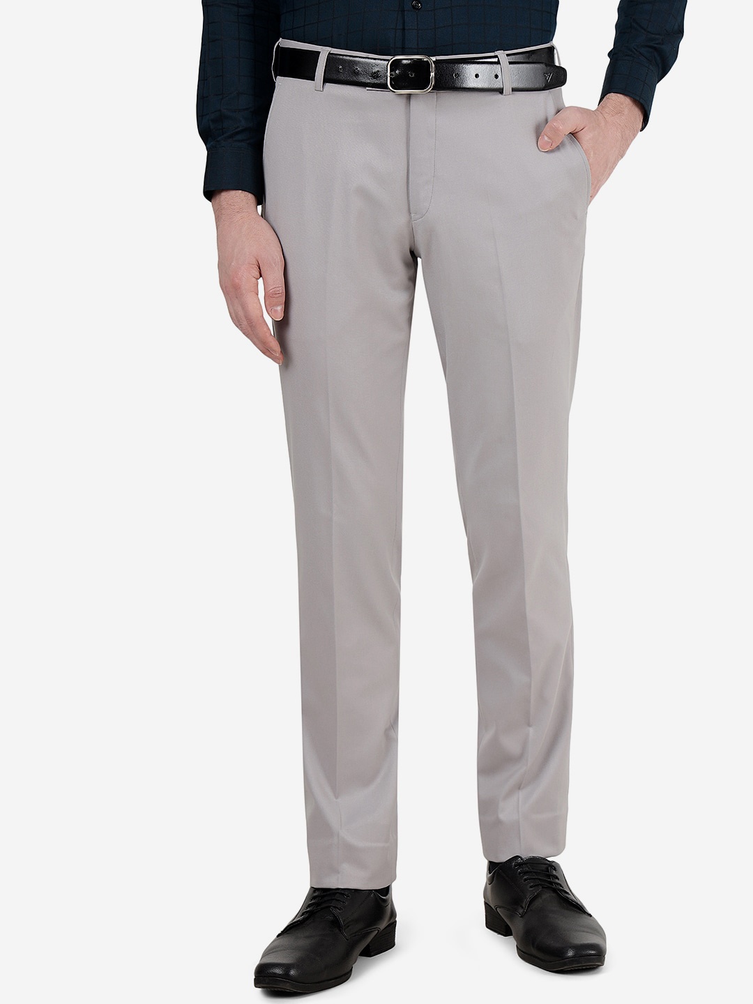 

JADE BLUE Men Mid-Rise Slim Fit Formal Trousers, Grey