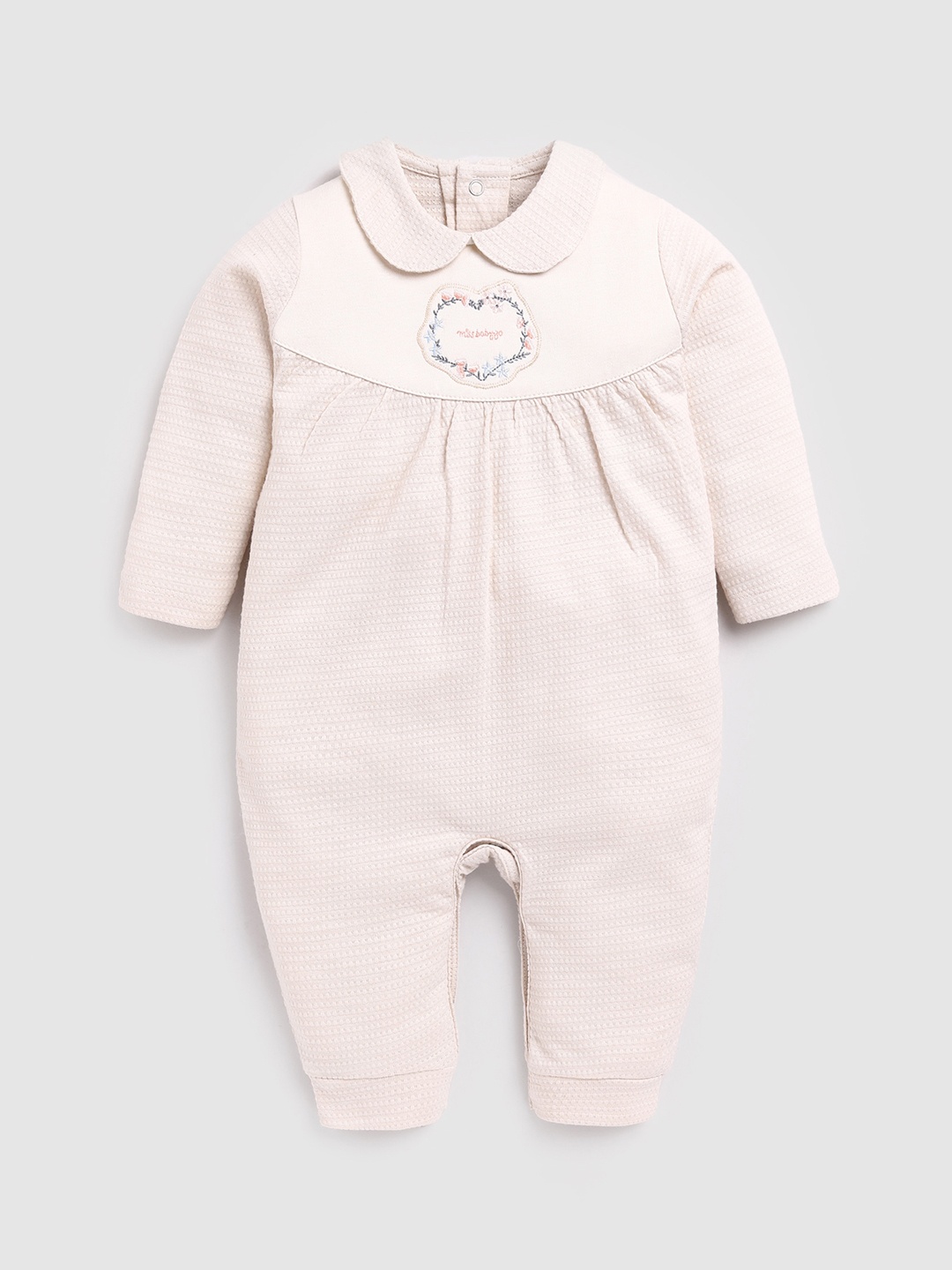 

BABY GO Infant Girls Peter Pan Collar Pure Cotton Romper, Beige